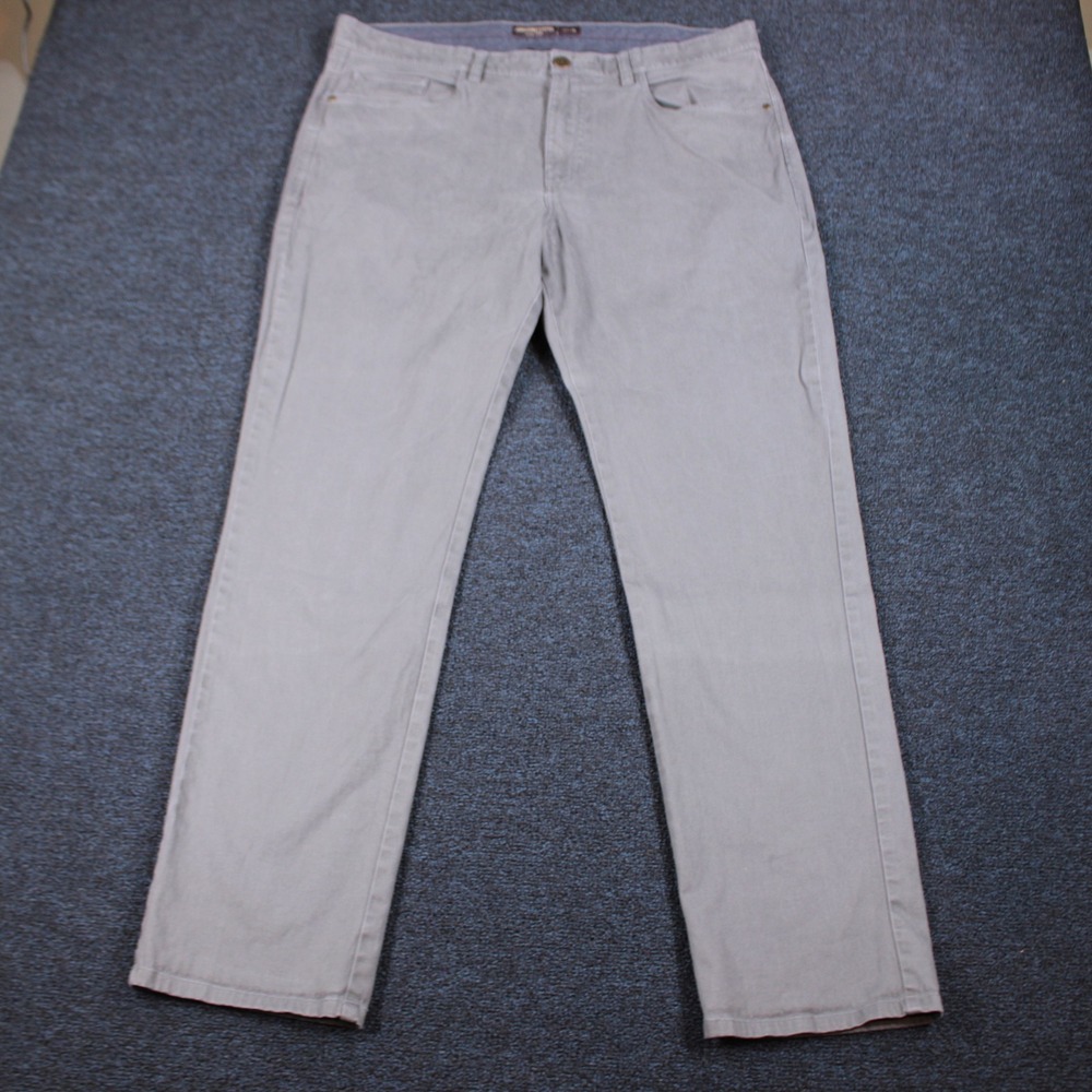 Johnston & Murphy Pants Mens 38x32 Grey Pima Cotton Stretch 5-Pocket Chinos